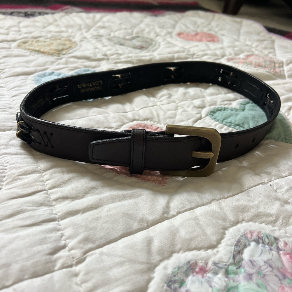 Genius Dilettante leather gold buckle belt black embellishments USA made size M